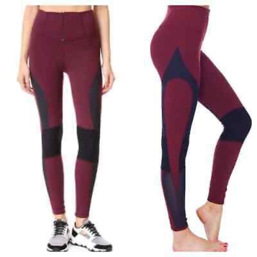 Free People Movement Cool Rider Leggings size M NWT zip front maroon mesh